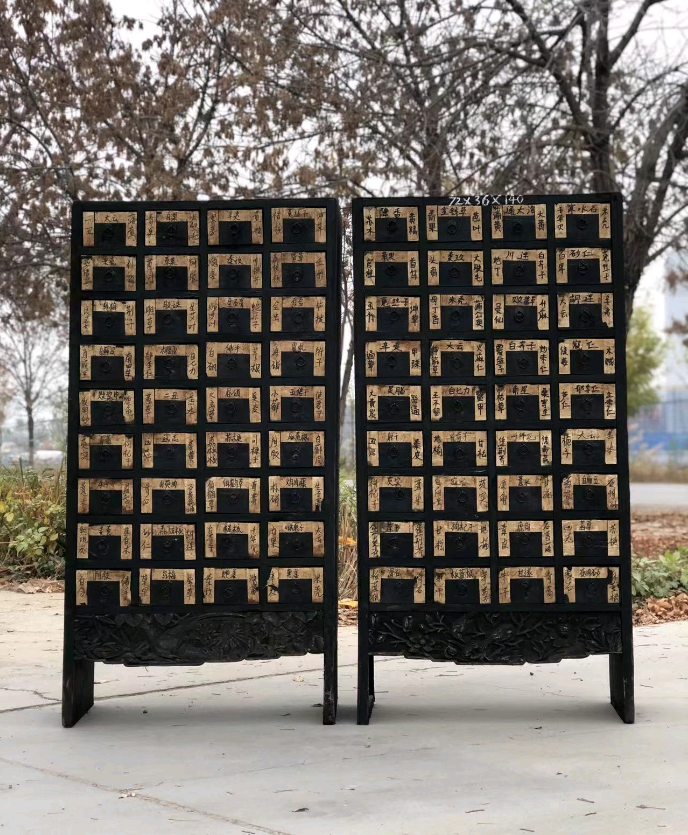 清代中药柜一对，全品 